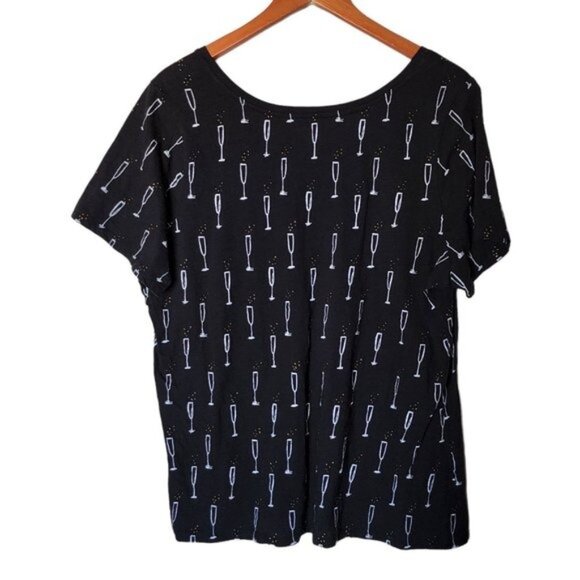 Lane Bryant Black Champagne Flute‎ Print Short Sleeve Tee Plus Size 18 20 - Picture 8 of 8